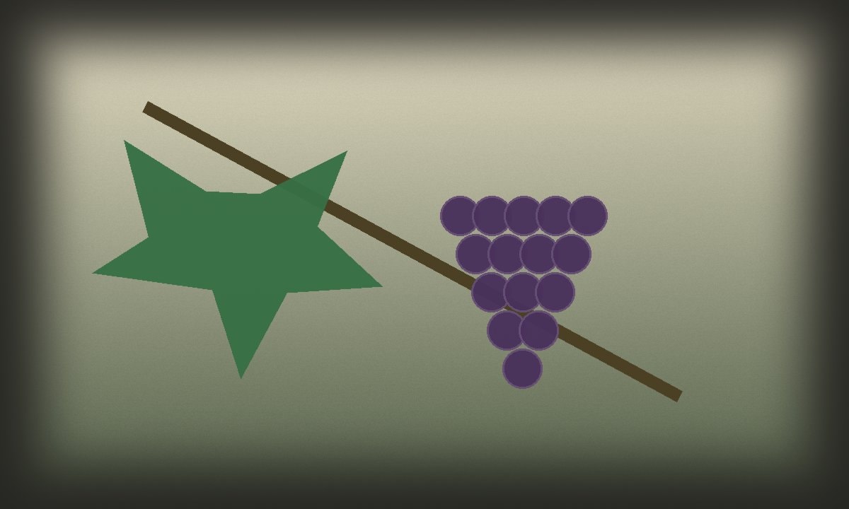 A grape leaf and cluster arranged without labels or writing